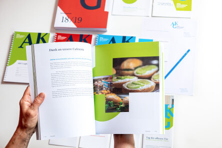 AKG Corporate Design Jahresbericht Innenseite Cafeteria