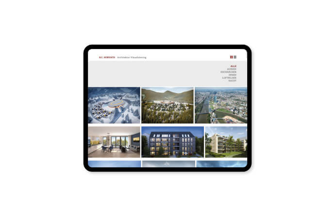 BC Horvath Architekturvisualisierungen website tablet galerie