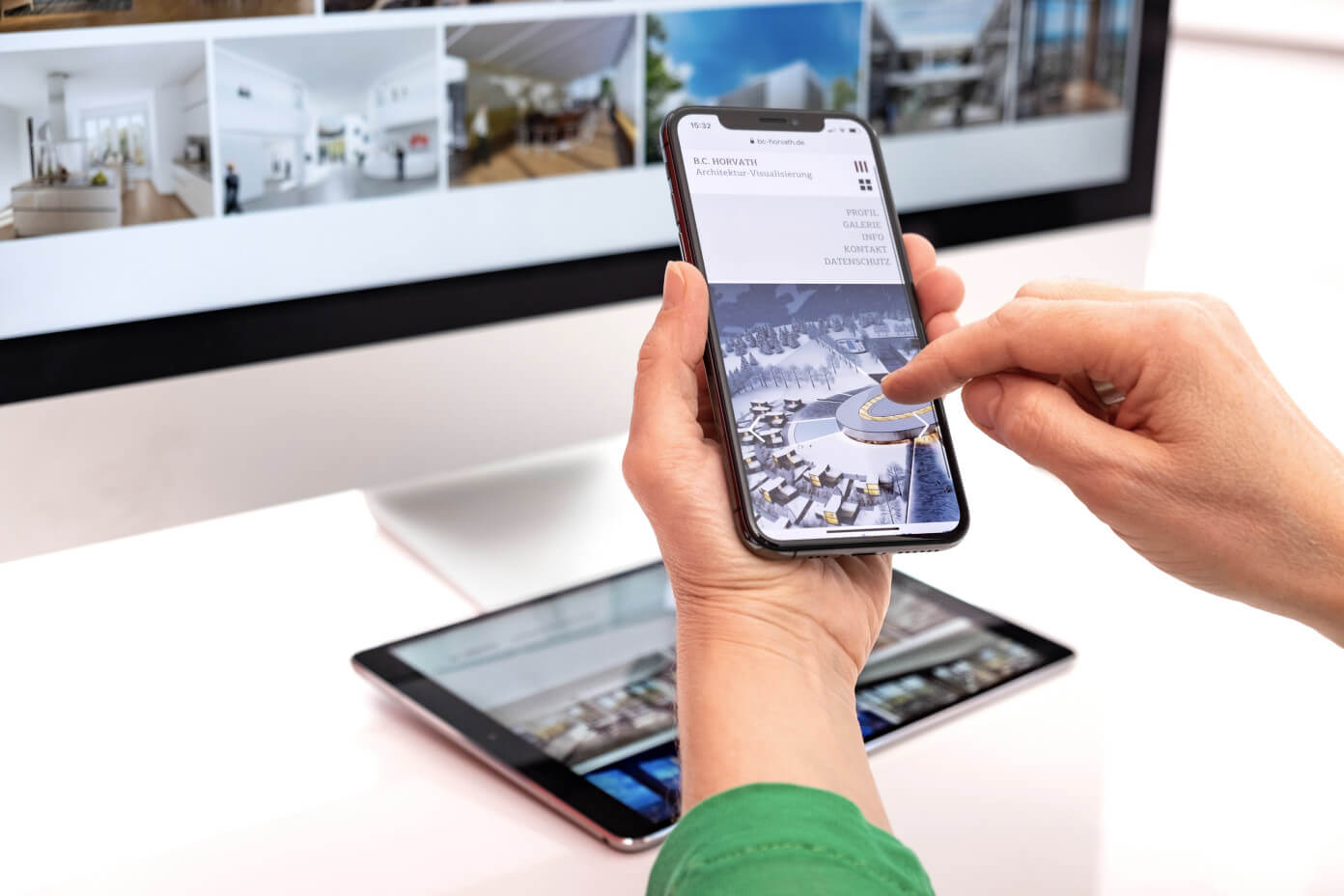 B.C. Horvath Architekturvisualisierung Website Design Mobilversion